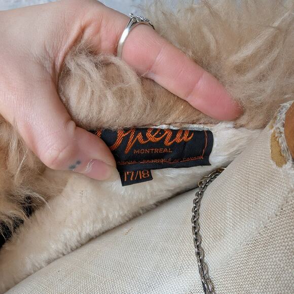 Vintage Orange Suede Penny Lane Jacket Leather Trench Coat Faux Fur Coat Large - Picture 11 of 11